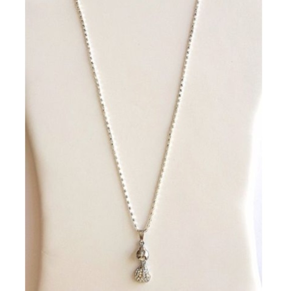 Silver Crystal Ladybug Necklace 20" Insect Mom & Baby Bugs Silver Plated - Picture 3 of 8